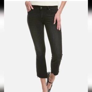 NWOT CAbi High-Low Washed Black Crop Jean, Sz 4-6